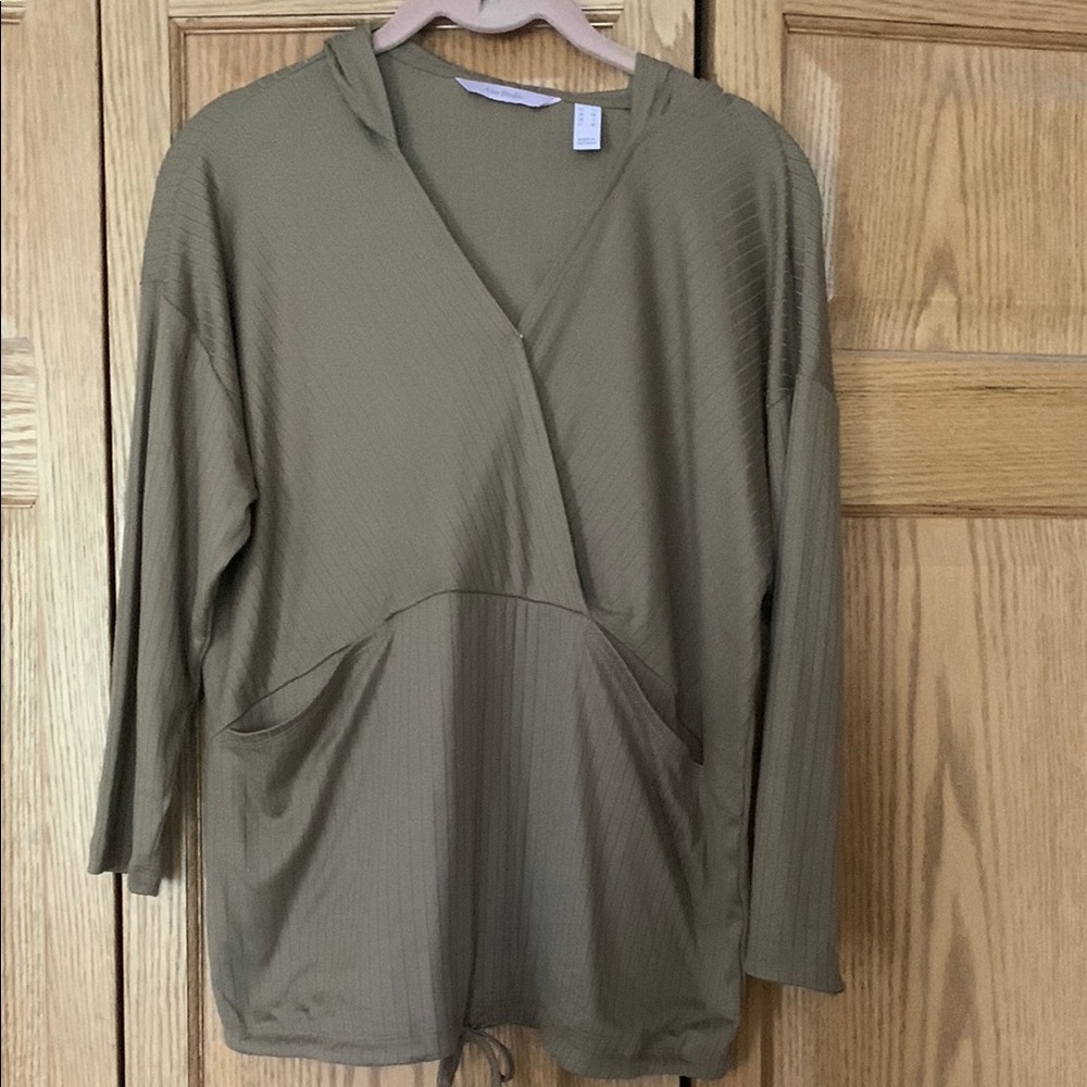 AnyBody Tan 3/4 Sleeve Wrap Tunic Small